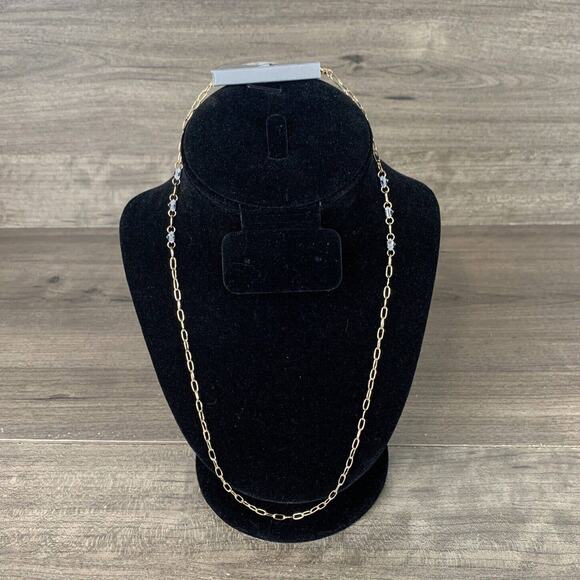 Nordstron Rack Necklace Gold Tone Cubic Zirconia Mask Chain Rhinestone - Picture 1 of 8